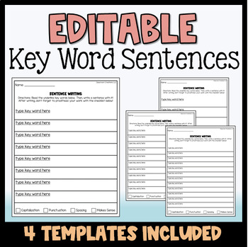 Preview of Editable Sentence Writing