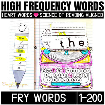 Preview of Editable Sight Word Worksheets Heart Words Science of Reading Fry Words 200