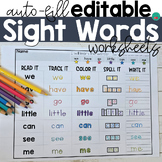 Editable Sight Word Worksheets | Read | Trace | Color | Sp