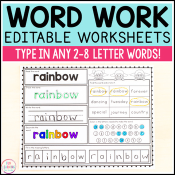Preview of Editable Sight Word Worksheets - Sight Word Practice with Auto-fill