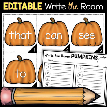 Preview of Editable Sight Word Write the Room - Fall November Sight Words Game Literacy