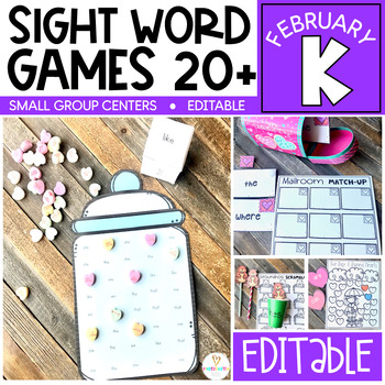 Preview of Valentine’s Day Activities  | Editable Sight Word and Games (February)