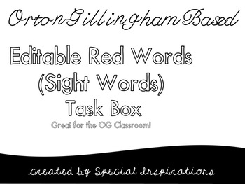 Preview of Editable Sight Words Task Box