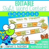 Bugs and Insects Themed Kindergarten Sight Words Editable Pack