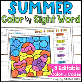 Editable Sight Words and Phonics Color by Code -  Summer C