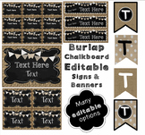 Editable Signs, Posters, and Bunting - Burlap and Chalkboard