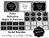 Editable Signs and Posters - Black and White