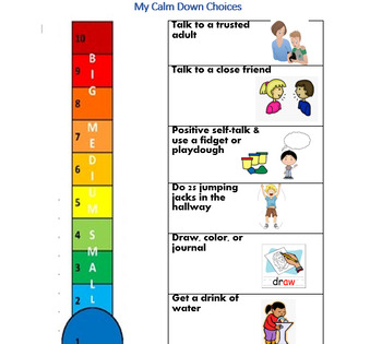 Preview of Editable Size of Problem Calm Down Choices Visual