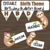 Editable Sloth Birthday Bulletin Board