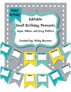 Preview of Editable Small Birthday Pennants