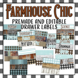 Rustic Farmhouse Themed Editable Drawer Labels