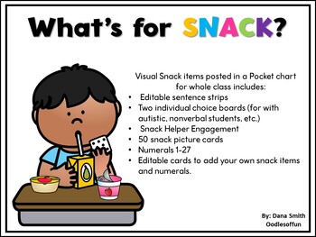 Preview of Editable Snack Time Choices (whole group & individual visuals)