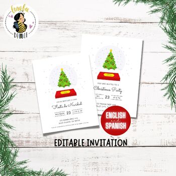 Preview of Editable Snow Globe Simple Christmas Party Invitation Template | Christmas Party