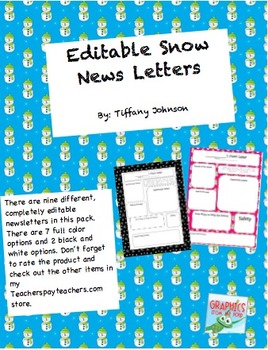 Preview of Classroom Newsletters  Snow and Snowmen