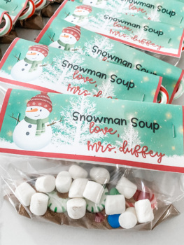 Editable Snowman Soup Poem and Tag topper for student gifts! | TpT