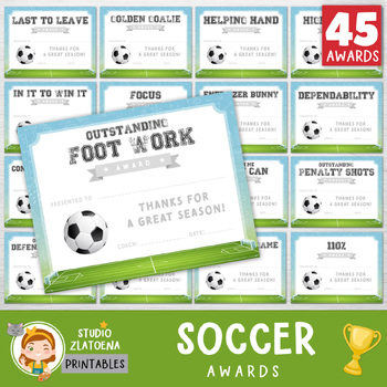 Preview of Editable Soccer Award Certificates, Award Ceremony Certificates, End of Season