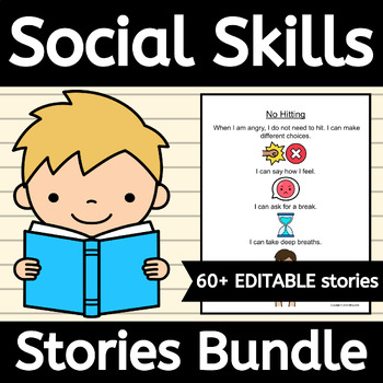 Preview of Social Skills Stories EDITABLE Bundle for Emotional Regulation, Autism, & Coping