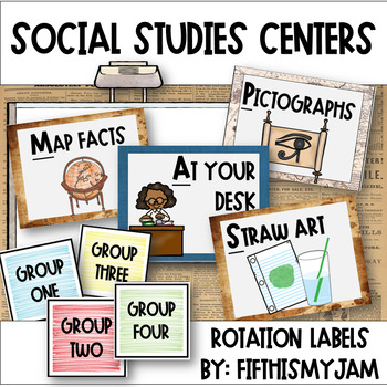 Preview of Editable Social Studies Center Labels