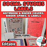 Editable Social Studies Notebook Covers, Binder Covers, Bi