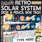 Editable Solar System Desk and Pencil Box Name Tags with M