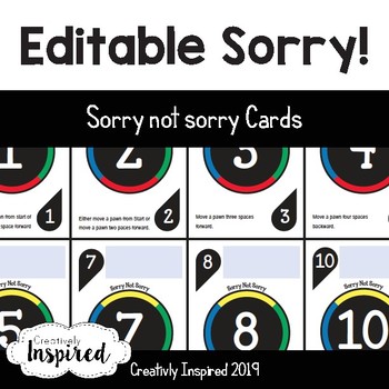 Preview of Sorry Cards - Editable Template