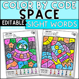 Editable Space Color by Code Sight Word Practice Morning W
