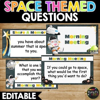 Preview of Editable Space Themed Morning Meeting | Question of the Day | Outer Space