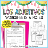 Editable Spanish Adjective Worksheets Digital Printable Sub Plans