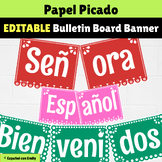 Editable Spanish Bulletin Board Banner - Papel Picado Span