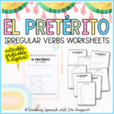 Editable Spanish Preterite Tense Irregular Verb Worksheets