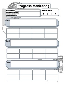 Preview of Editable Special Ed. IEP Progress Monitoring Templates (1, 2, or 3 goals)