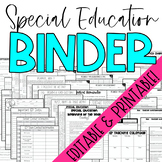 Editable Special Education Binder Editable & Printable