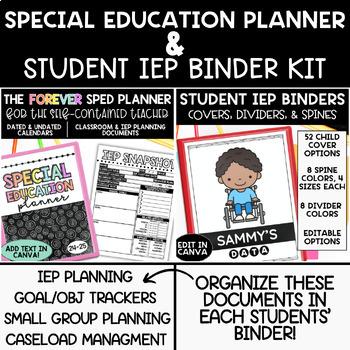 Preview of Editable Special Education Planner & Student IEP Binder Kit BUNDLE!