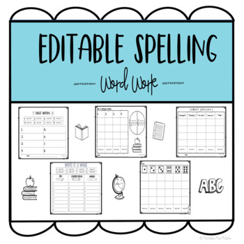 Preview of Editable Spelling Activities Five Options