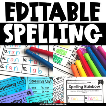 Preview of Editable Spelling Activities Fun Practice Worksheets for Any List of Words