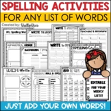 Editable Spelling Activities for Any List of Words EDITABL
