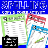 Editable Spelling Activity in 3 Sizes - Copy & Cover Word Work