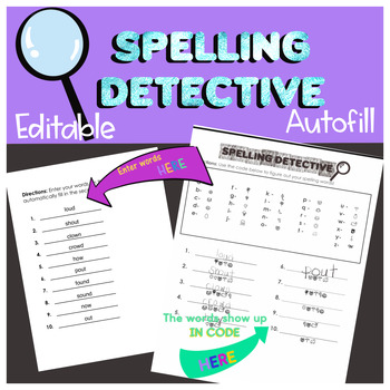 Preview of Spelling Phonics AUTOMATIC EDITABLE code detective activity SOR word fluency