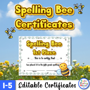 Preview of Editable Spelling Bee Award Certificates