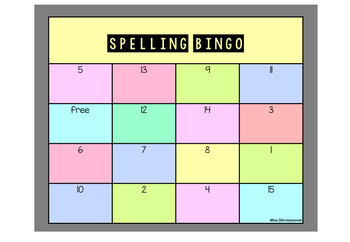 Preview of Editable Spelling Bingo