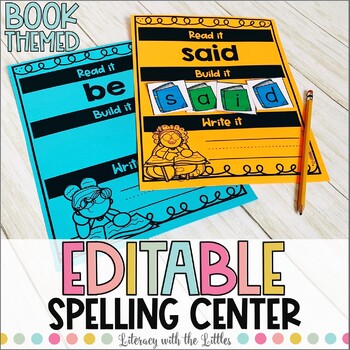 Preview of Editable Spelling Center {Book Themed}