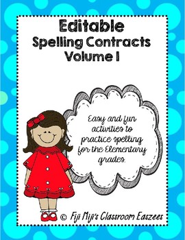 Preview of Editable Spelling Contracts Volume 1