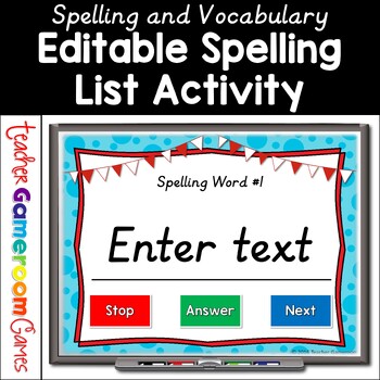Preview of Editable Spelling List Game