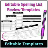 Editable Spelling List Template