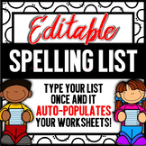 Editable Spelling List or Sight Words - Write your words 3x each