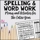 Editable Spelling Menus & Choice Boards for Homework Word 