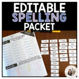 3rd-5th Grade Editable Spelling Packet for Any Word List
