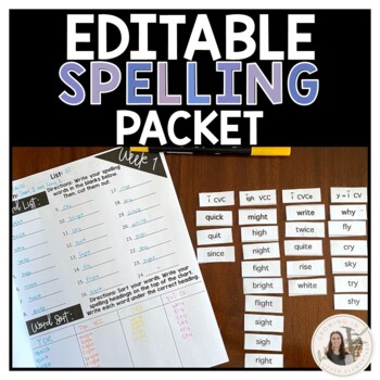 Preview of 3rd-5th Grade Editable Spelling Packet for Any Word List