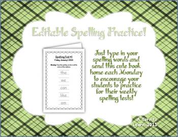 Preview of Editable Spelling Practice Book!