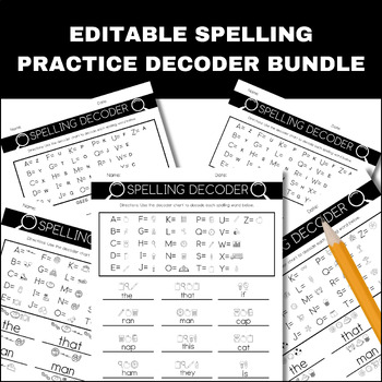 Preview of Editable Spelling Practice Decoder Bundle, Editable Spelling List Template